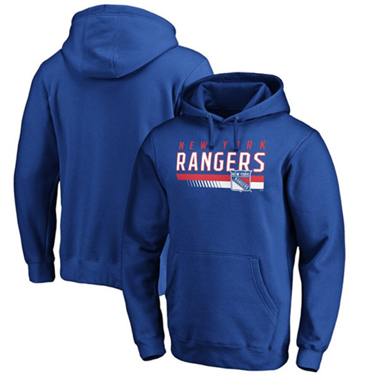 Men's New York Rangers Royal Staggered Stripe Pullover Hoodie